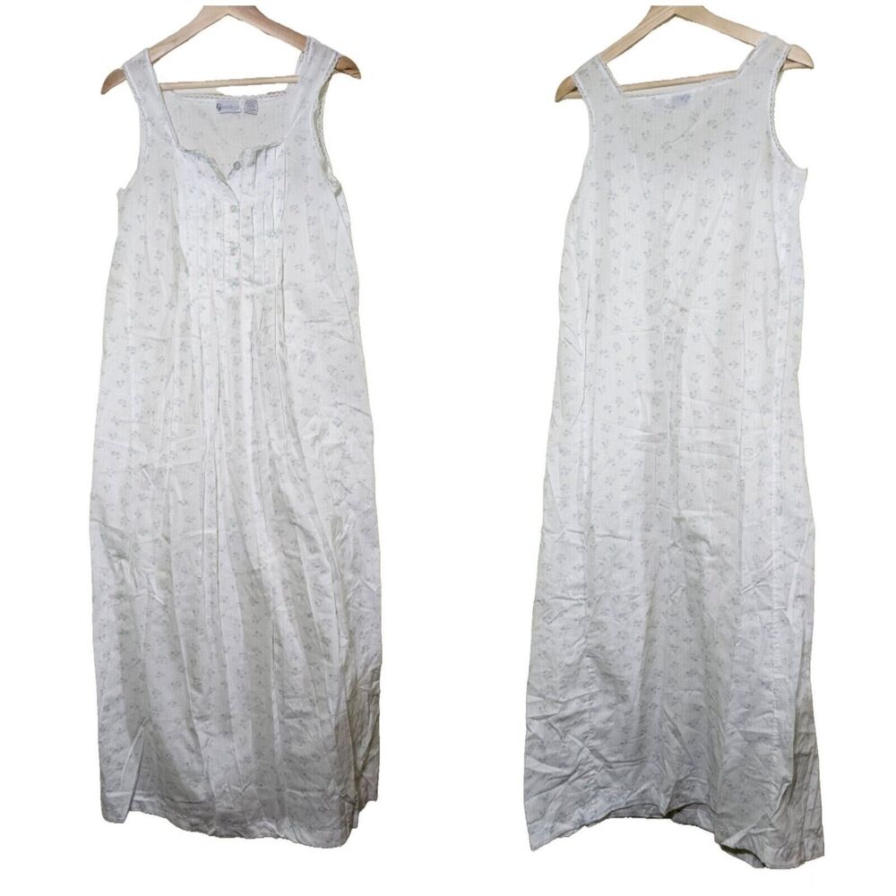 Barad And Co Nightgown Floral Roses Small Lace Trim Sleeveless Full Length